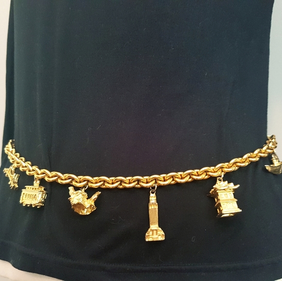 ⛴ vintage San Francisco gold charm / chain belt - Picture 4 of 8